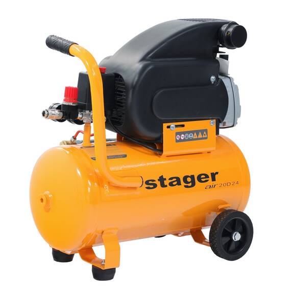 Stager Air 20D24 compresor aer, 24L, 8bar, 200L/min, monofazat, angrenare directa - 2- Roveli