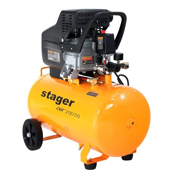 Stager Air 20D50 compresor aer, 50L, 8bar, 200L/min, monofazat, angrenare directa - - Roveli