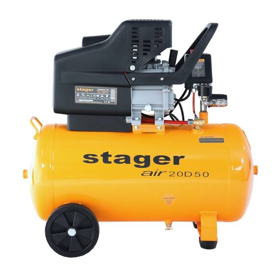 Stager Air 20D50 compresor aer, 50L, 8bar, 200L/min, monofazat, angrenare directa - 2- Roveli