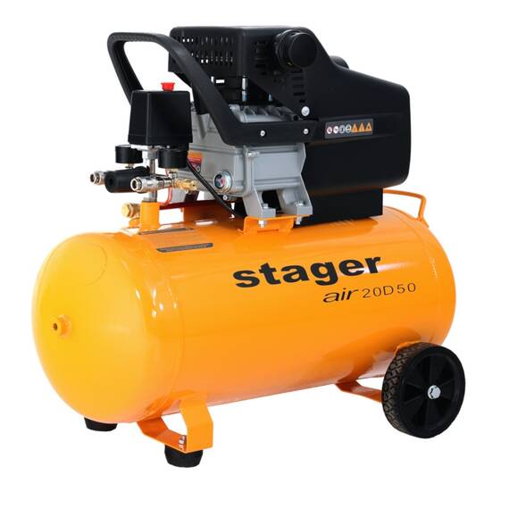 Stager Air 20D50 compresor aer, 50L, 8bar, 200L/min, monofazat, angrenare directa - 3- Roveli