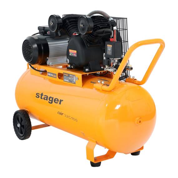 Stager Air 32C100 compresor aer, 100L, 10bar, 324L/min, monofazat, angrenare curea - 3- Roveli