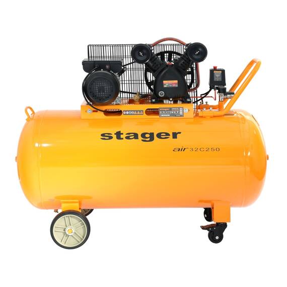 Stager Air 32C250 compresor aer, 250L, 10bar, 324L/min, monofazat, angrenare curea - - Roveli