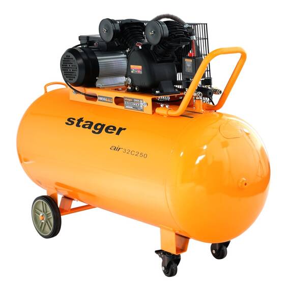 Stager Air 32C250 compresor aer, 250L, 10bar, 324L/min, monofazat, angrenare curea - 3- Roveli
