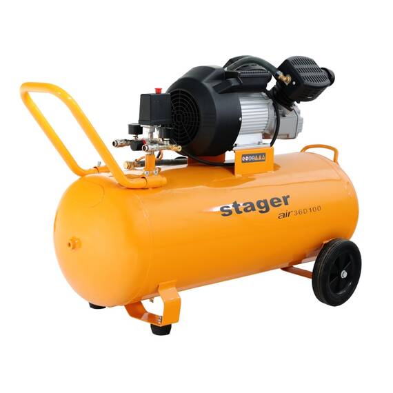 Stager Air 36D100 compresor aer, 100L, 10bar, 356L/min, monofazat, angrenare directa - 2- Roveli