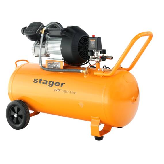 Stager Air 36D100 compresor aer, 100L, 10bar, 356L/min, monofazat, angrenare directa - 3- Roveli