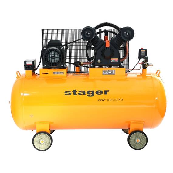 Stager Air 60C370 compresor aer, 370L, 10bar, 600L/min, trifazat, angrenare curea - - Roveli