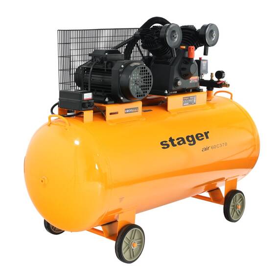 Stager Air 60C370 compresor aer, 370L, 10bar, 600L/min, trifazat, angrenare curea - 3- Roveli