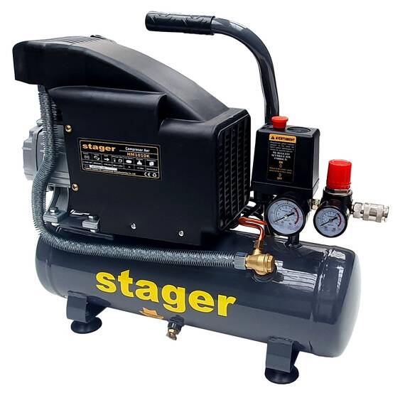 Stager HM1010K compresor aer, 6L, 8bar, 126L/min, monofazat, angrenare directa - - Roveli