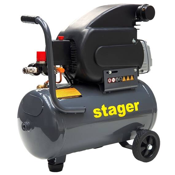 Stager HM2024F compresor aer, 24L, 8bar, 200L/min, monofazat, angrenare directa - 2- Roveli