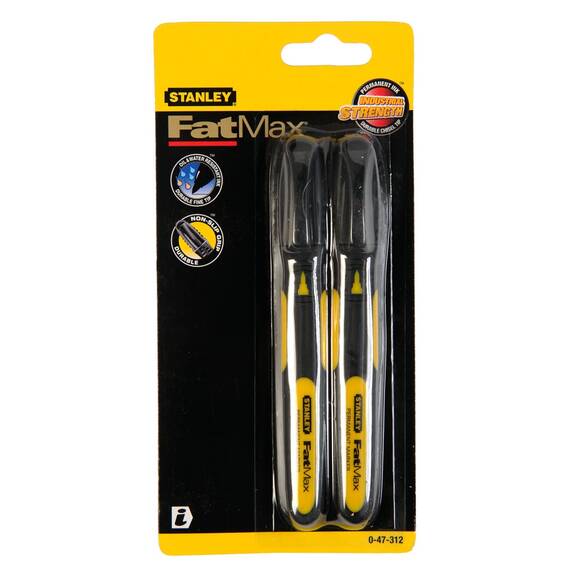 Stanley 0-47-312 Set 2 Markere permanente FATMAX negru cu varf subtire - - Roveli