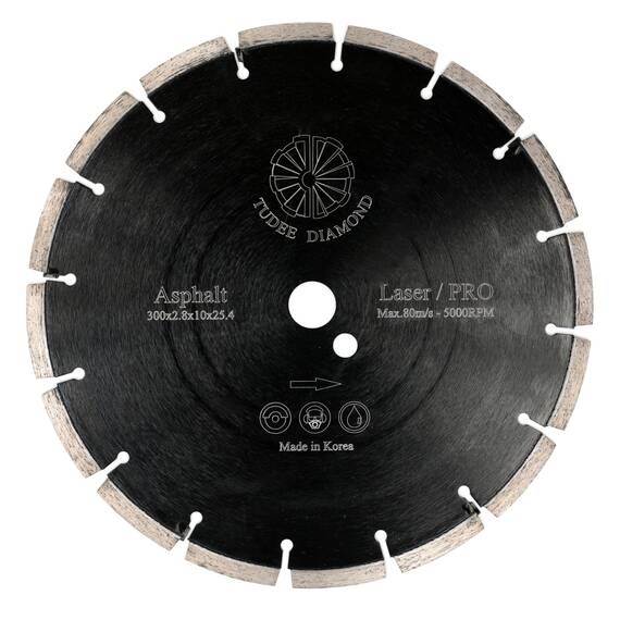 Tudee Disc diamantat debitare asfalt, profesional, 300x25.4x10x2.8mm - - Roveli