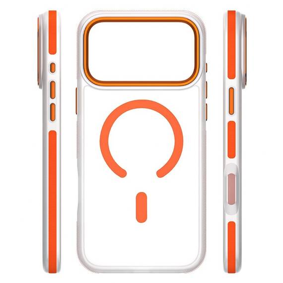 HUSA PROTECTIE MAG CASE IPHONE 17 PRO MAX - TRANSPARENT/PORTOCALIU - 4- Roveli