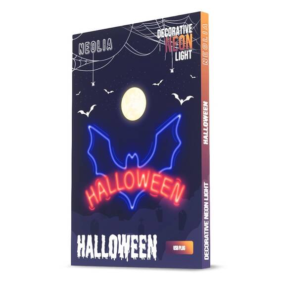 RECLAMA LUMINOASA NEON LED LUMINA ROSIE/ALBASTRA MODEL HALLOWEEN - 3- Roveli