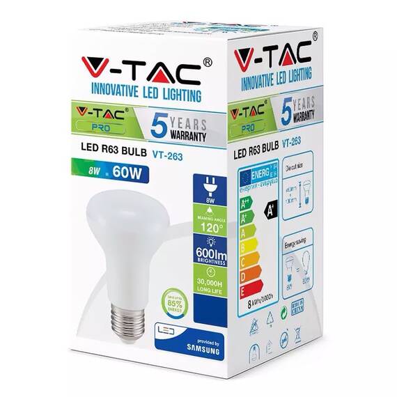 BEC LED R63 E27 8W 3000K ALB CALD, CIP SAMSUNG - 4- Roveli