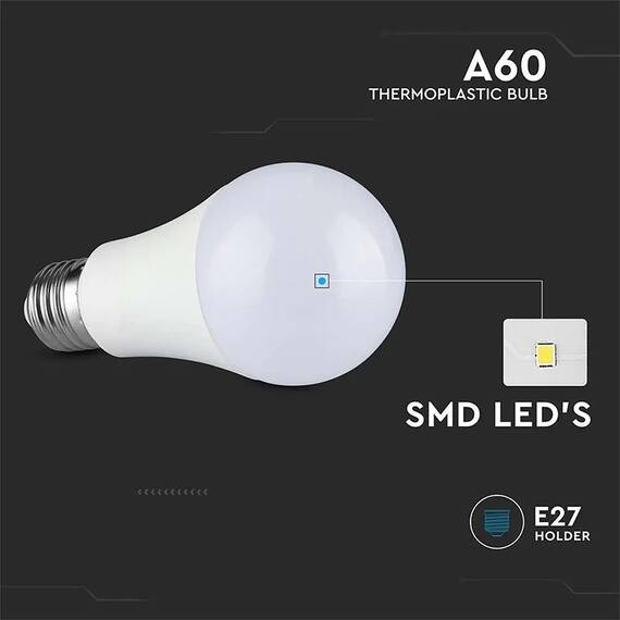 BEC LED A60 E27 8.5W 4000K ALB NEUTRU - 6- Roveli