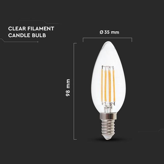 BEC LED E14 6W CU FILAMENT 4000K ALB NEUTRU - 4- Roveli