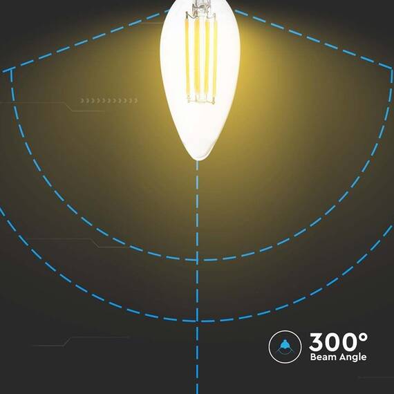 BEC LED E14 6W CU FILAMENT 4000K ALB NEUTRU - 6- Roveli