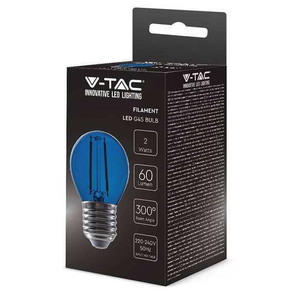 BEC LED G45 E27 2W CU FILAMENT LUMINA ALBASTRA - 3- Roveli