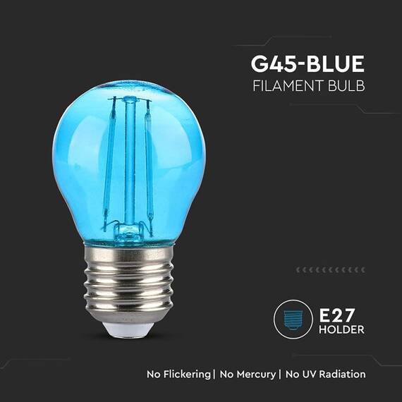 BEC LED G45 E27 2W CU FILAMENT LUMINA ALBASTRA - 5- Roveli