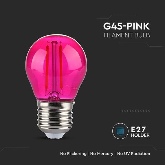 BEC LED G45 E27 2W CU FILAMENT LUMINA ROZ - 5- Roveli