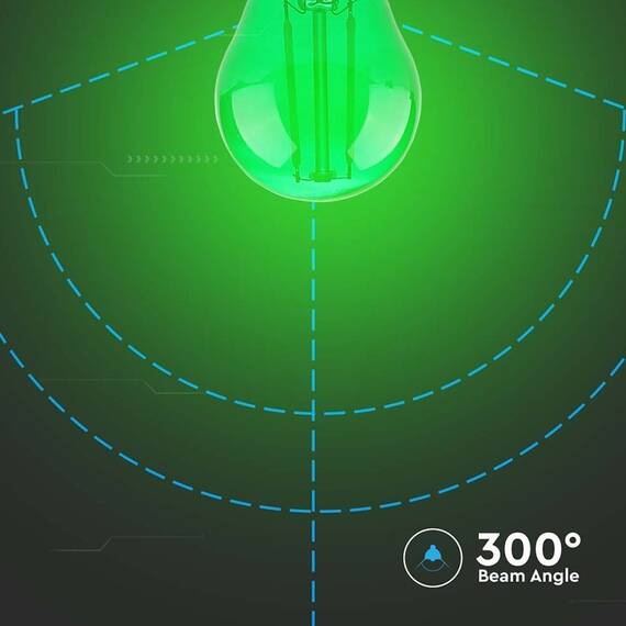 BEC LED G45 E27 2W CU FILAMENT LUMINA VERDE - 6- Roveli