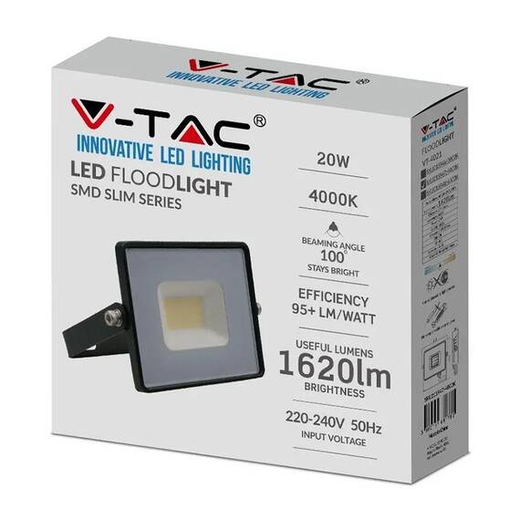 REFLECTOR LED SMD 20W 4000K IP65 - NEGRU - 5- Roveli