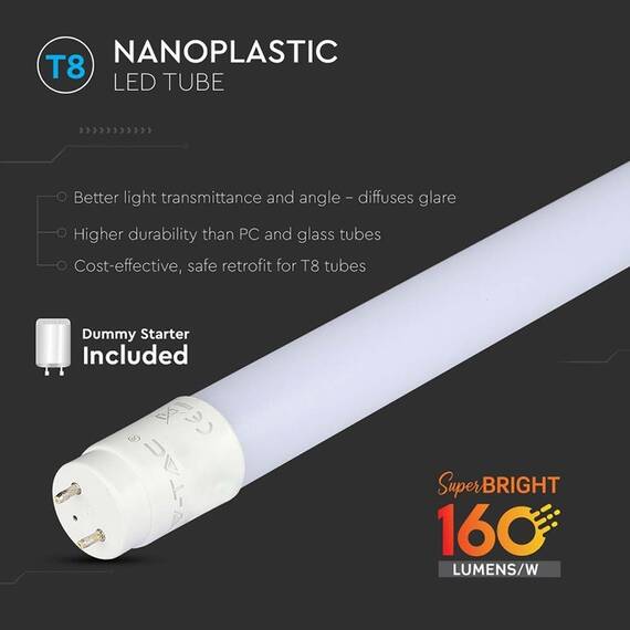 TUB LED T8 12W 120CM 4000K ALB NEUTRU - 160LM/WATT - 6- Roveli
