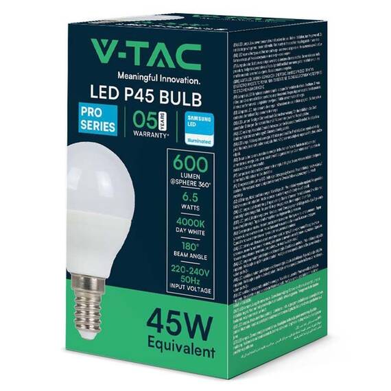 BEC LED P45 E14 6.5W 4000K ALB NEUTRU CIP SAMSUNG - 3- Roveli