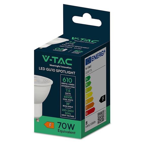 BEC SPOT LED GU10 7.5W 220-240V 6400K ALB RECE - 4- Roveli