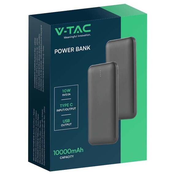POWER BANK 10000MAH CU CABLU 30CM TIP C - GRI ANTRACIT - 4- Roveli