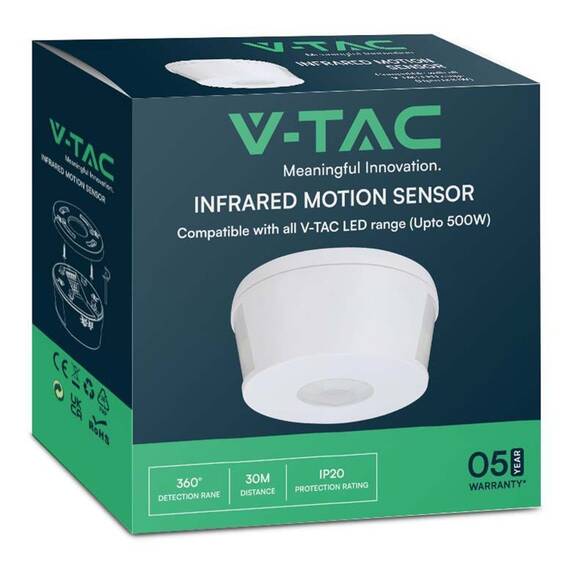 SENZOR DE MISCARE 1000W 360GR IP20 - ALB - 3- Roveli