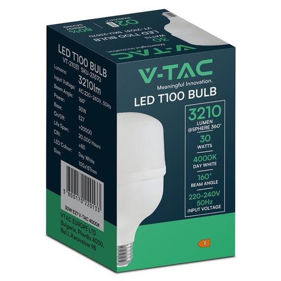 BEC LED T100 E27 30W 4000K ALB NEUTRU - 3- Roveli