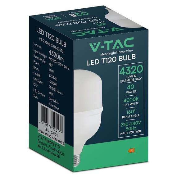 BEC LED T120 E27/E40 40W 4000K ALB NEUTRU - 3- Roveli