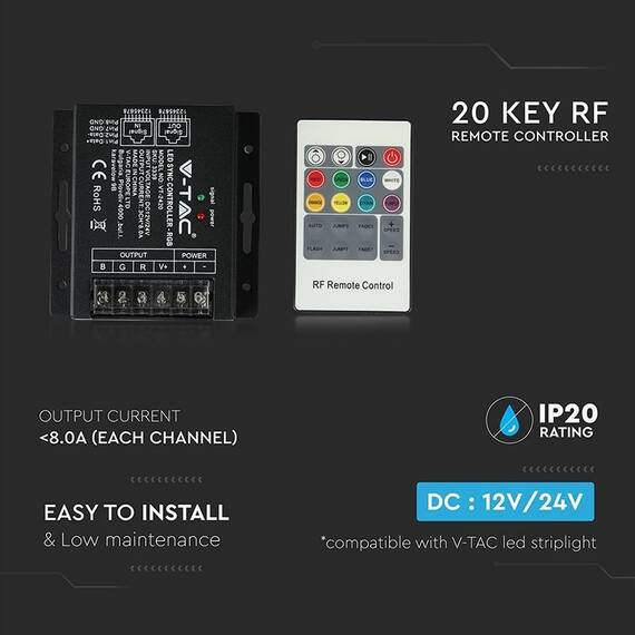 CONTROLLER BANDA LED RGB 20 BUTOANE - 8- Roveli