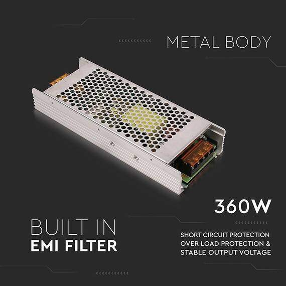 SURSA ALIMENTARE BANDA LED 24V 360W 15A IP20 - 4- Roveli