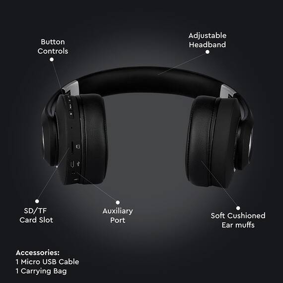 CASCA WIRELESS BLUETOOTH/MSD - NEGRU - 7- Roveli