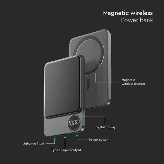 POWER BANK ULTRA SLIM 5000MAH WIRELESS FAST CHARGING - 4- Roveli