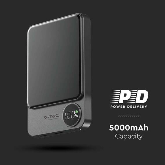 POWER BANK ULTRA SLIM 5000MAH WIRELESS FAST CHARGING - 5- Roveli