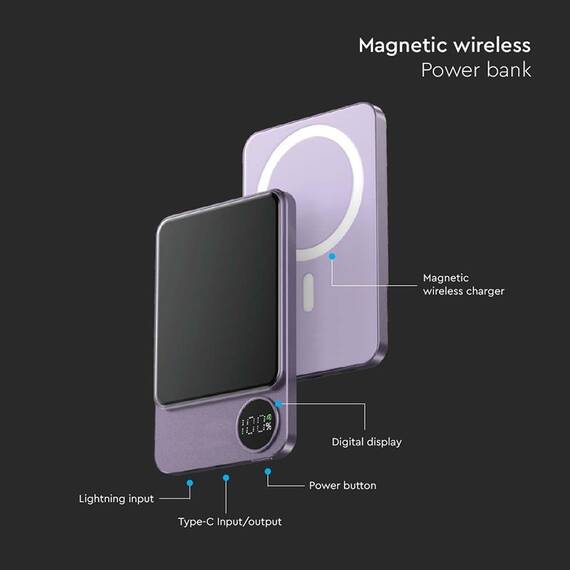 POWER BANK ULTRA SLIM 5000MAH WIRELESS FAST CHARGING - 4- Roveli