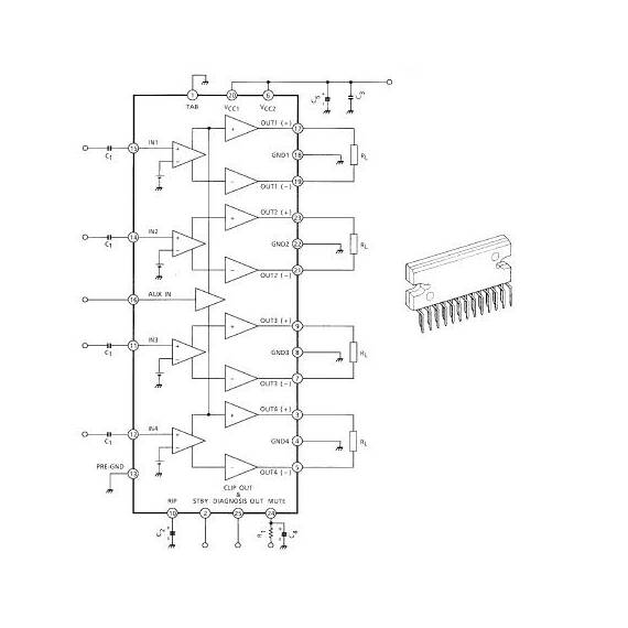 AMPLIFICATOR AUDIO 43W BTL X 4 CANALE - - Roveli