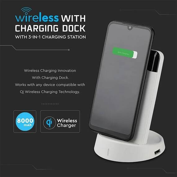 POWER BANK 8000MAH INCARCARE WIRELESS - ALB - 4- Roveli