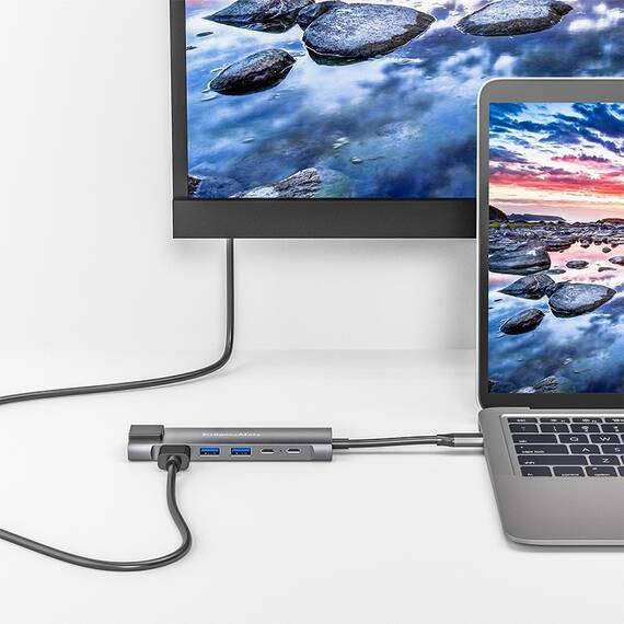 ADAPTOR HUB USB TIP C HDMI/2X USB3.0/2X USB TIP C/RJ45 - 6- Roveli