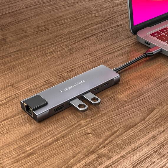 ADAPTOR HUB USB TIP C HDMI/2X USB3.0/2X USB TIP C/RJ45 - 8- Roveli