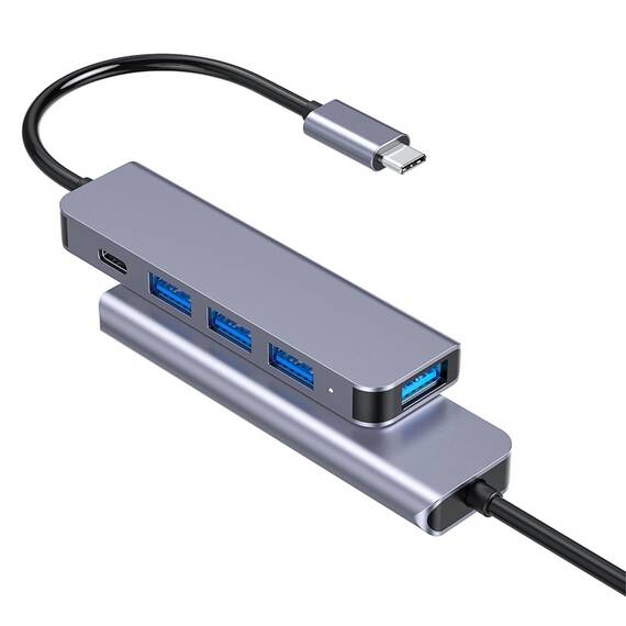 HUB 5 IN 1 USB-C PD 100W ALUMINIU PLATINET - 3- Roveli