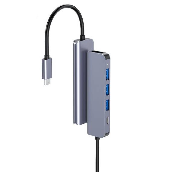 HUB 5 IN 1 USB-C PD 100W ALUMINIU PLATINET - 4- Roveli