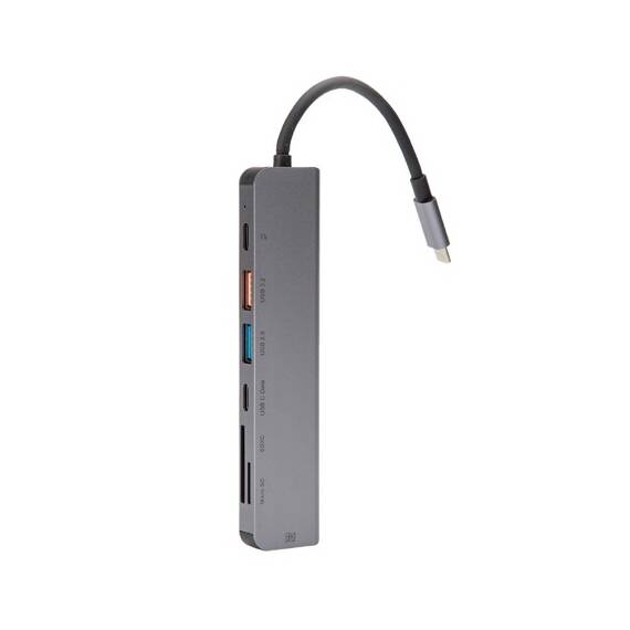 HUB 7 IN 1 USB-C PD 100W ALUMINIU PLATINET - - Roveli