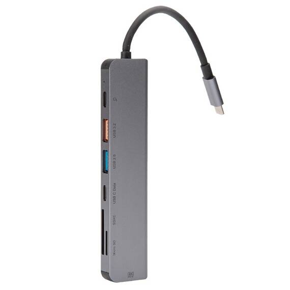 HUB 7 IN 1 USB-C PD 100W ALUMINIU PLATINET - 2- Roveli
