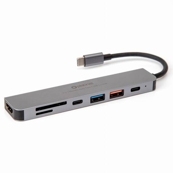 HUB 7 IN 1 USB-C PD 100W ALUMINIU PLATINET - 3- Roveli
