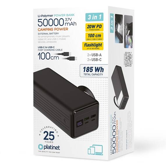 POWER BANK 50000MAH 20W PD PLATINET - 5- Roveli