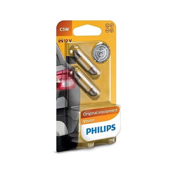 SET 2X BEC AUTO 12V 5W FESTOON VISION PHILIPS - - Roveli